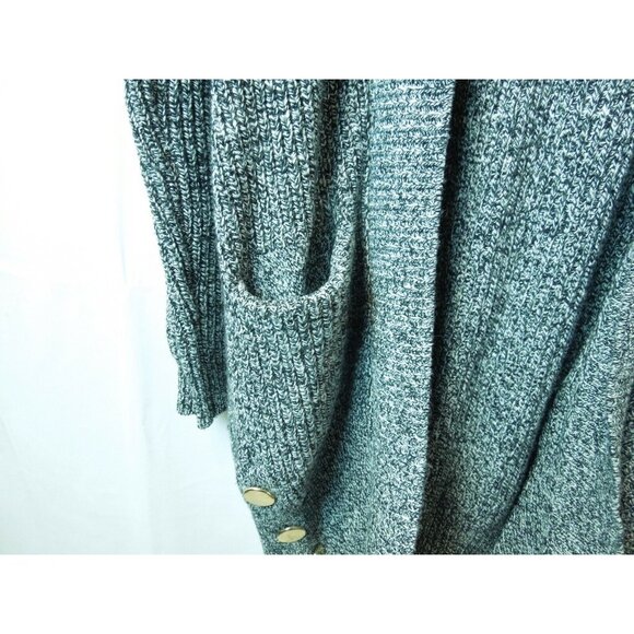 Women's Gap Black White Long Thick Knitted Cardigan w/ Gold Buttons Size XS/S - Picture 4 of 6
